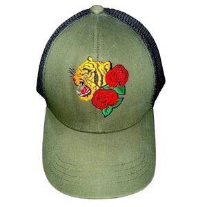 Vintage Tiger Rose Embroidered Hat
